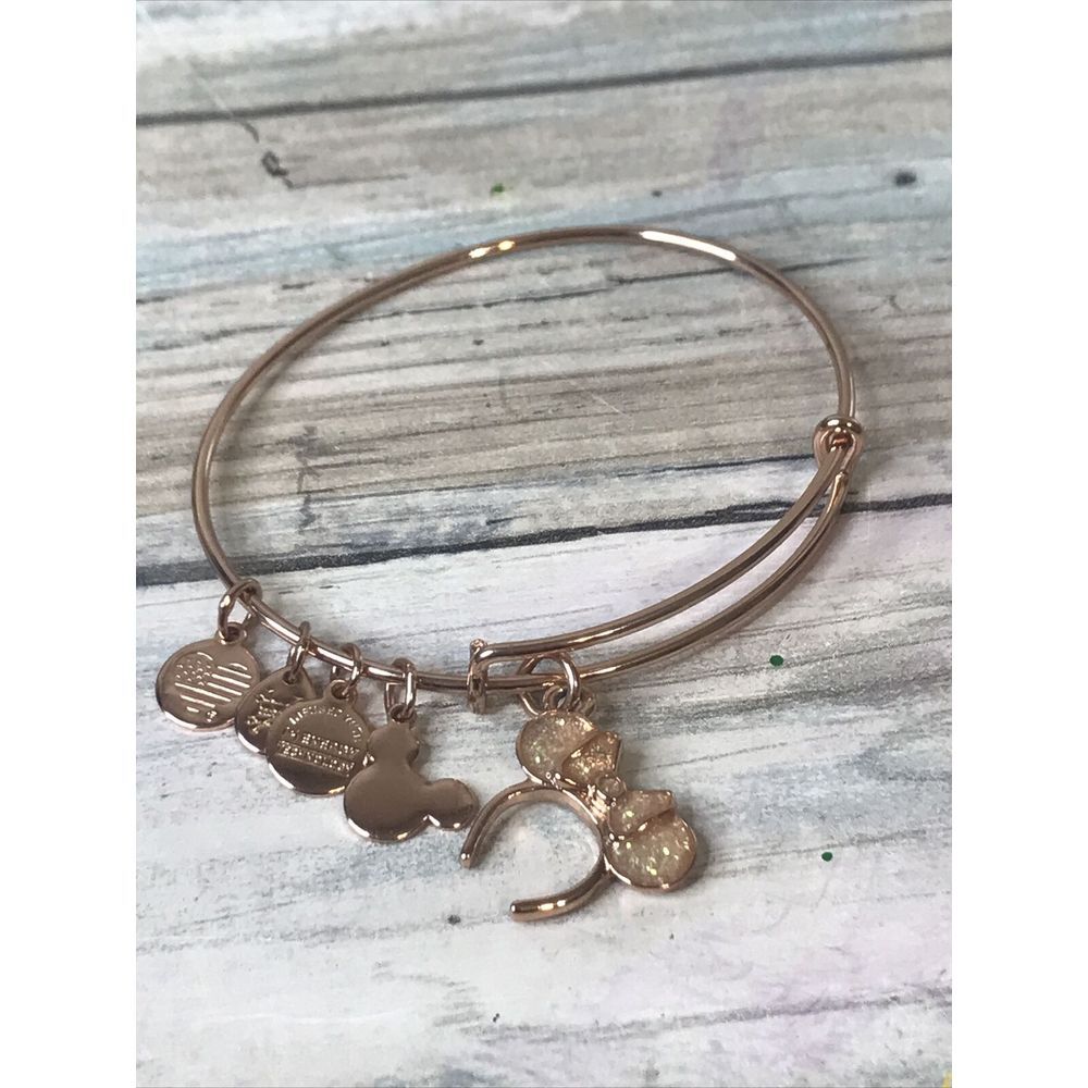 Alex and Ani Disney Dangle Minnie Mouse Ears Rose Gold Tone Bracelet‎ 2024 NWOT